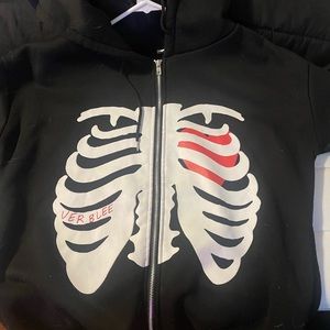 Black heart graphic zip up hoodie